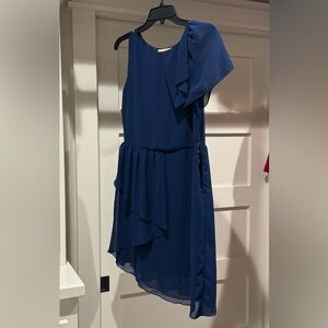 Navy Assymetrical (Neckline & Hem) Dress - Size Large (8/10)